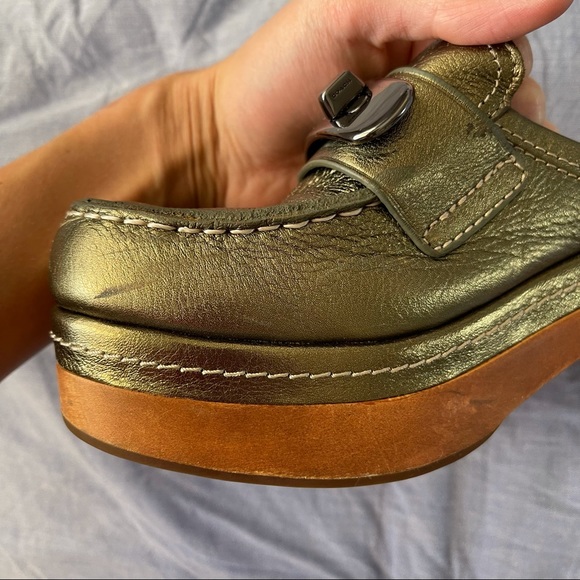 SOLD! Coach Adrienne Leather Wood Clog Mules 💚 - Picture 10 of 13